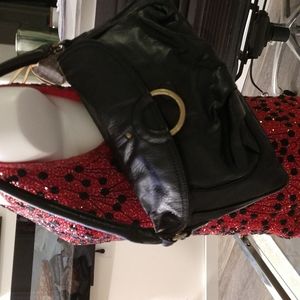 Liz Claiborne flap over tote in Black vinyl